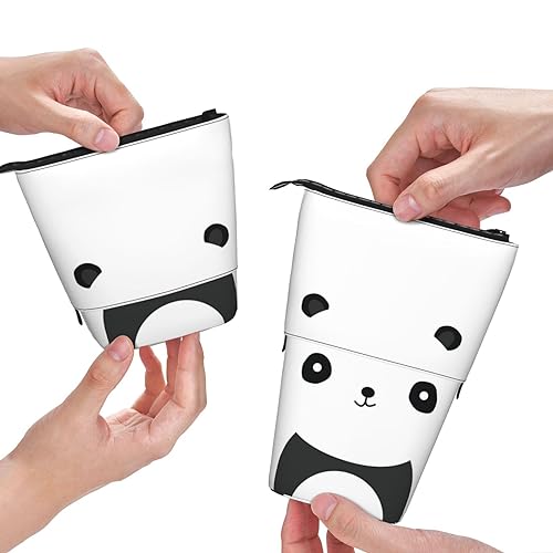 QQLADY Niedlicher Panda Stehendes Federmäppchen Stifthalter Pop up Bleistift Tasche Schreibwaren Tasche Schreibwaren Stifteetui Stifthalter Schreibwaren Organizer für Büro Damen Herren, Schwarz , von QQLADY