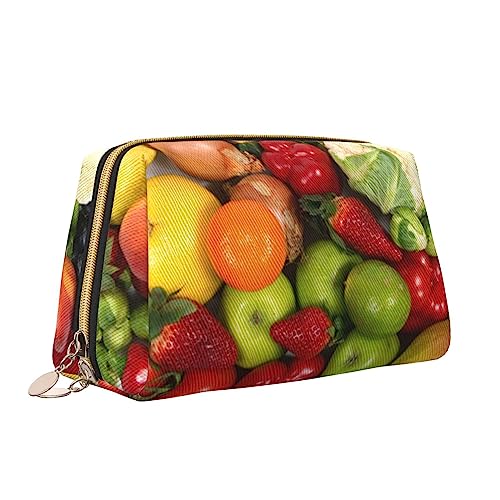 QQLADY Obst und Gemüse Herz Leder Make-up Tasche Große Kapazität Reise Kosmetiktaschen Öffnung Make-up Tasche Tragbare Wasserdichte Kulturtasche für Frauen Mädchen Kosmetik Organizer, weiß, von QQLADY