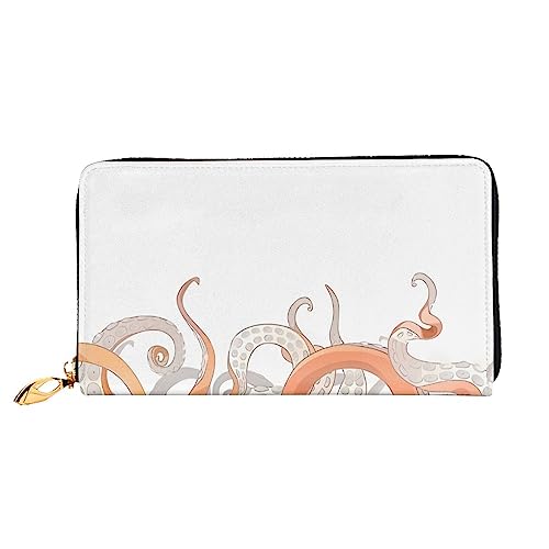 QQLADY Octopus Tentakel Damen Leder Geldbörse Lange Reißverschluss um Geldbörse Clutch Geldbörse für Damen Mädchen Handy Geldbörse, Schwarz , Einheitsgröße, Klassisch von QQLADY