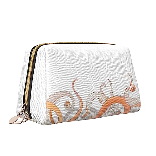 QQLADY Octopus Tentakel Leder Make-up Tasche Große Kapazität Reise Kosmetiktaschen Öffnung Make-up Tasche Tragbare Wasserdichte Kulturtasche für Frauen Mädchen Kosmetik Organizer, weiß, Einheitsgröße von QQLADY