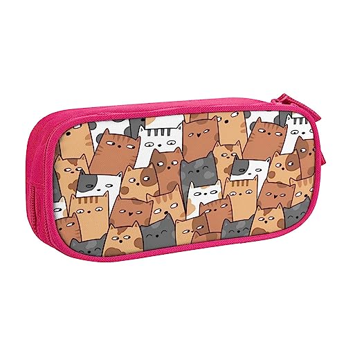 QQLADY Orange Cats Große Federmäppchen Federmäppchen mit Reißverschlussfächern Stifttasche Ästhetisches Federmäppchen für Erwachsene Federmäppchen Stifteetui für Büro, rose, Einheitsgröße, von QQLADY