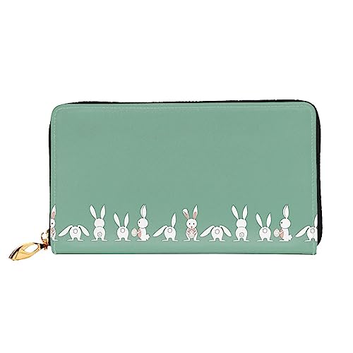 QQLADY Osterhase Damen Ledergeldbörse Langer Reißverschluss um Geldbörse Clutch Geldbörse für Damen Mädchen Handy Geldbörse, Schwarz , Einheitsgröße, Klassisch von QQLADY