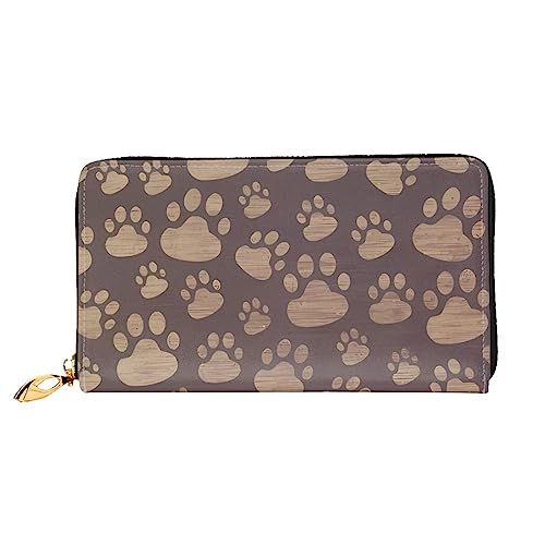 QQLADY Paw Prints Art Damen Leder Geldbörse Lange Reißverschluss Um Geldbörse Clutch Geldbörse für Damen Mädchen Handy Geldbörse, Schwarz , Einheitsgröße, Klassisch von QQLADY