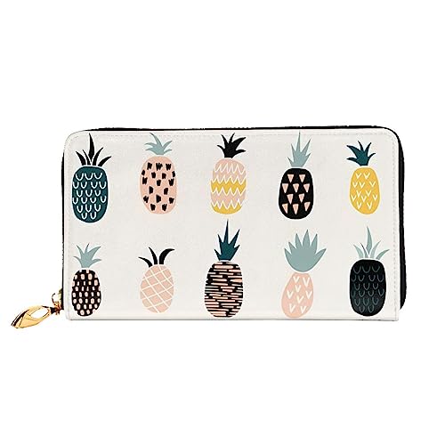 QQLADY Pineapple Damen Leder Geldbörse Lange Reißverschluss Um Geldbörse Clutch Geldbörse für Damen Mädchen Handy Geldbörse, Schwarz , Einheitsgröße, Klassisch von QQLADY