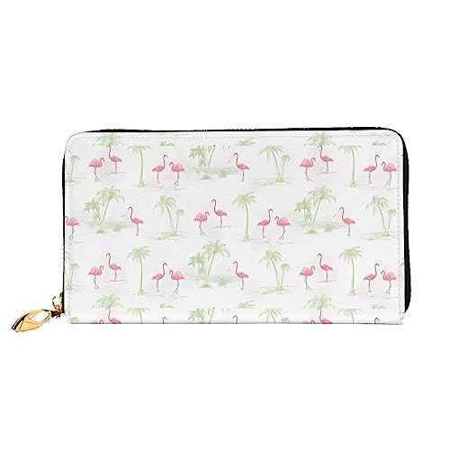 QQLADY Pink Flamingos Damen Leder Geldbörse Lange Reißverschluss Um Geldbörse Clutch Geldbörse für Damen Mädchen Handy Geldbörse, Schwarz , Einheitsgröße, Klassisch von QQLADY