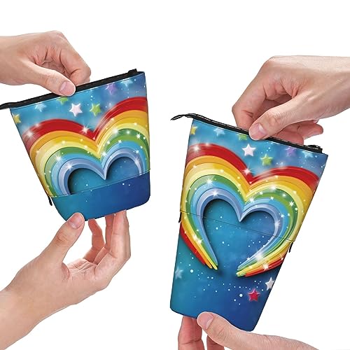 QQLADY Rainbow Star Love Heart Standing Pencil Case Pen Holder Pop up Pencil Pouch Stationery Pouch Stationery Pen Case Pen Pouch Pencil Holder Stationery Organizer for Office Women Men, Schwarz , von QQLADY