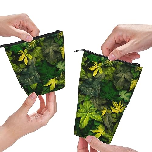 QQLADY Rainforest Leaf Camouflage Standing Pencil Case Pen Holder Pop up Pencil Pouch Stationery Pouch Stationery Pen Case Pen Pouch Pencil Holder Stationery Organizer for Office Women Men, Schwarz , von QQLADY