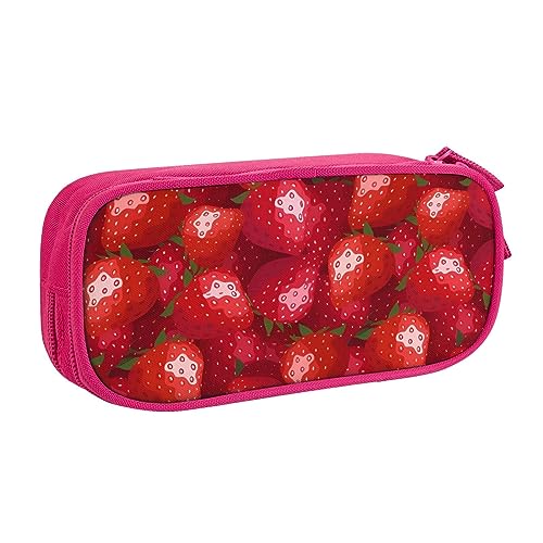 QQLADY Red Strawberry Große Federmäppchen Federmäppchen mit Reißverschlussfächern Stifttasche Ästhetisches Federmäppchen für Erwachsene Federmäppchen Stifteetui für Büro, rose, Einheitsgröße, von QQLADY