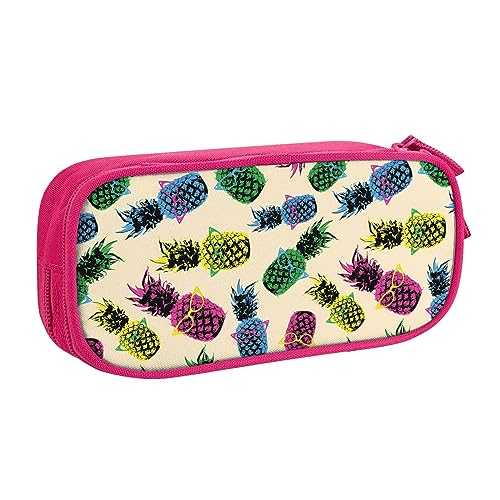 QQLADY Retro Ananas Großes Federmäppchen Federmäppchen mit Reißverschlussfächern Stifttasche Ästhetisches Federmäppchen für Erwachsene Federmäppchen Stifteetui für Büro, rose, Einheitsgröße, von QQLADY