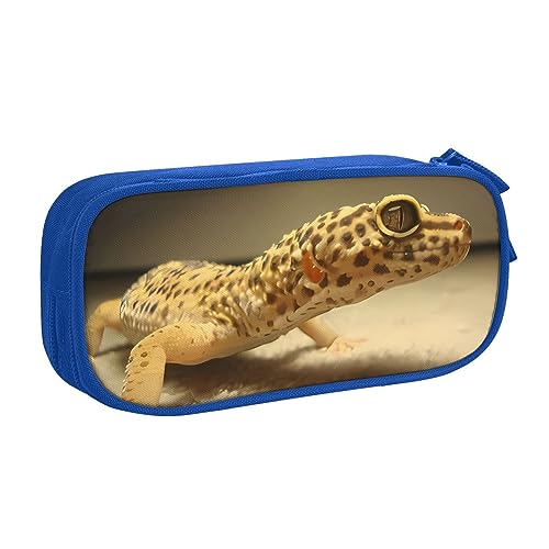 QQLADY Sand Leopard Gecko Großes Federmäppchen Federmäppchen mit Reißverschlussfächern Stifttasche Ästhetisches Federmäppchen für Erwachsene Federmäppchen Stifteetui für Büro, blau, Einheitsgröße, von QQLADY