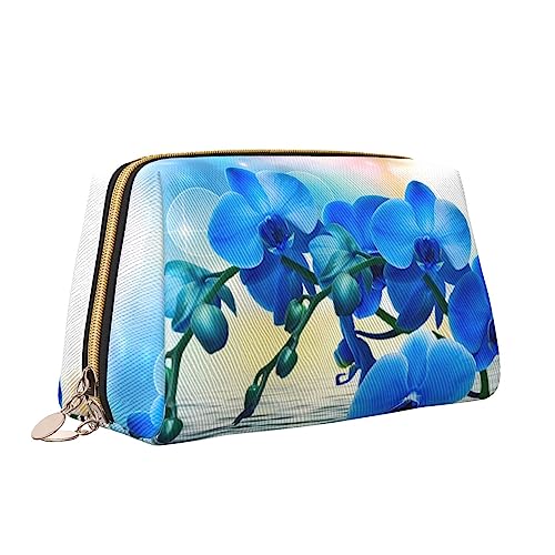 QQLADY Schöne Orchidee Leder Make-up Tasche Große Kapazität Reise Kosmetiktaschen Öffnung Make-up Tasche Tragbare Wasserdichte Kulturtasche für Frauen Mädchen Kosmetik Organizer, weiß, Einheitsgröße von QQLADY