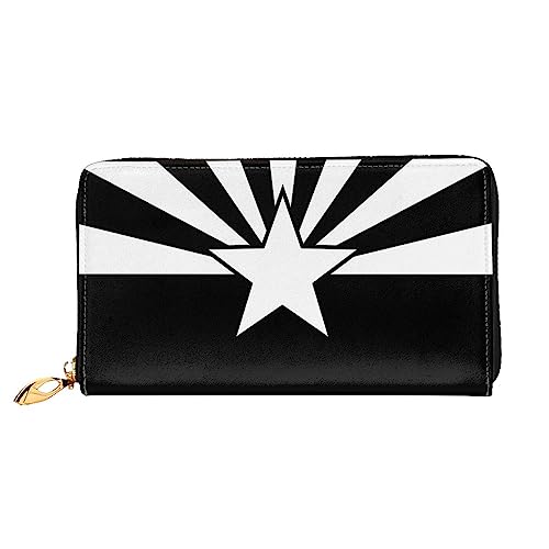 QQLADY Schwarze Arizona-Flagge Damen Ledergeldbörse langer Reißverschluss um Geldbörse Clutch Geldbörse für Damen Mädchen Handy Geldbörse, Schwarz , Einheitsgröße, Klassisch von QQLADY