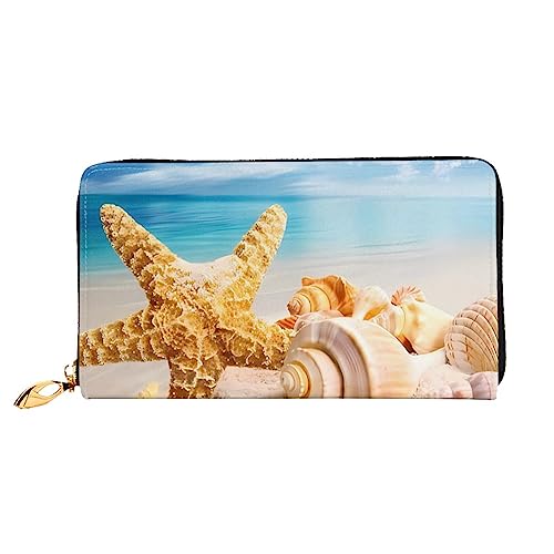 QQLADY Sea Starfish Damen Leder Geldbörse Lange Reißverschluss um Geldbörse Clutch Brieftasche für Damen Mädchen Handy Geldbörse, Schwarz , Einheitsgröße, Klassisch von QQLADY