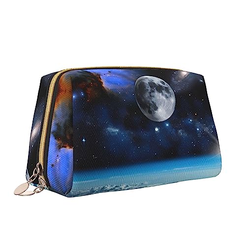 QQLADY Space Planet Make-up-Tasche aus Leder, große Kapazität, Reise-Kosmetiktaschen, Öffnung, Make-up-Tasche, tragbar, wasserdicht, Kulturbeutel für Frauen und Mädchen, Kosmetik-Organizer, weiß, von QQLADY