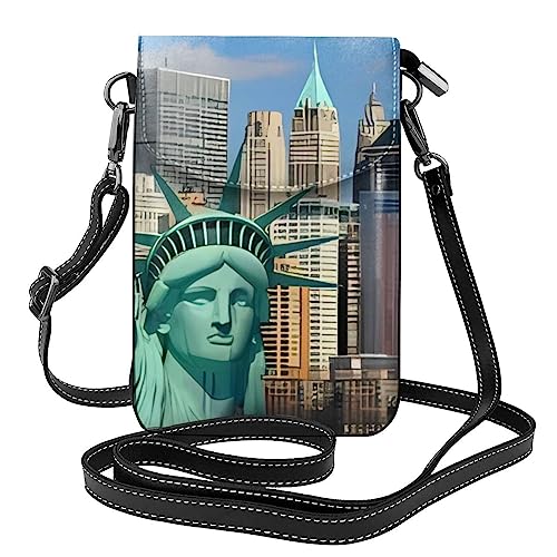 QQLADY Statue of Liberty in NYC Crossbody Handy Geldbörse für Frauen Verstellbare Leder Handytasche Geldbörse Geldbeutel Handtaschen, Schwarz , Einheitsgröße von QQLADY
