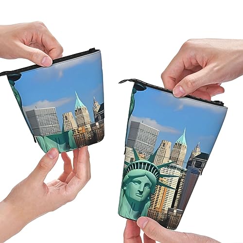 QQLADY Statue of Liberty in NYC Standing Pencil Case Pen Holder Pop up Pencil Pouch Stationery Pouch Stationery Pen Case Pen Pouch Pencil Holder Stationery Organizer for Office Women Men, Schwarz , von QQLADY