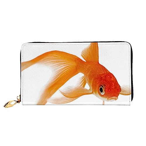 QQLADY Süße Goldfische Damen Leder Geldbörse Lange Reißverschluss um Geldbörse Clutch Brieftasche für Damen Mädchen Handy Geldbörse, Schwarz , Einheitsgröße, Klassisch von QQLADY