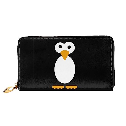 QQLADY Süße Pinguin Damen Leder Geldbörse Lange Reißverschluss um Geldbörse Clutch Brieftasche für Damen Mädchen Handy Geldbörse, Schwarz , Einheitsgröße, Klassisch von QQLADY