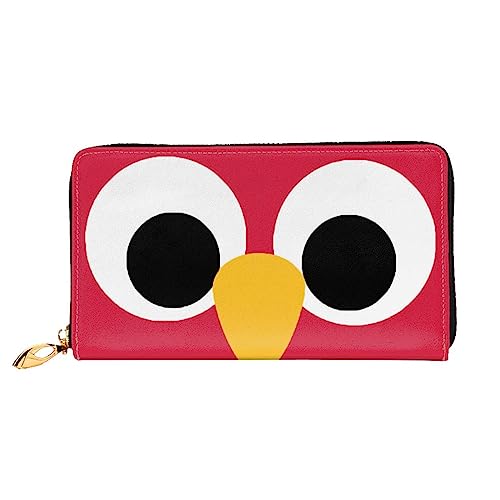 QQLADY Süße rote Eule Damen Leder Geldbörse Lange Reißverschluss um Geldbörse Clutch Brieftasche für Damen Mädchen Handy Geldbörse, Schwarz , Einheitsgröße, Klassisch von QQLADY