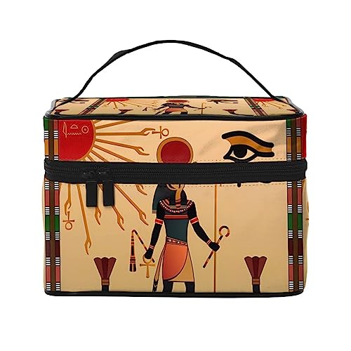 QQLADY Sun Old Egyptian Timeless Grace Make-up-Tasche, große Reise-Make-up-Tasche, Organizer, Kosmetiktaschen für Frauen, waschbare Make-up-Tasche, Make-up-Organizer, Kulturbeutel für Mädchen, von QQLADY