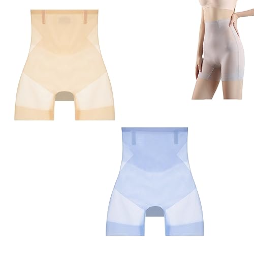 QQLADY Ultra Slim Bauchkontrolle Hip Lift Höschen, hohe Taille Shapewear Höschen für Frauen, Nahtlose Ice Silk Shaper Unterwäsche (2PCS-a,XXL) von QQLADY