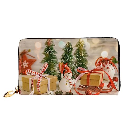 QQLADY Urlaub Weihnachten Sterne Damen Leder Geldbörse Lange Reißverschluss um Geldbörse Clutch Geldbörse für Damen Mädchen Handy Geldbörse, Schwarz , Einheitsgröße, Klassisch von QQLADY