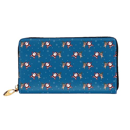 QQLADY Weihnachten Muster Frauen Leder Geldbörse Lange Reißverschluss um Geldbörse Clutch Brieftasche für Damen Mädchen Telefon Geldbörse, Schwarz , Einheitsgröße, Klassisch von QQLADY