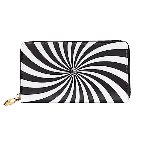 QQLADY Weiß Schwarz Swirl Design Damen Leder Geldbörse Lange Reißverschluss Um Geldbörse Clutch Geldbörse für Damen Mädchen Handy Geldbörse, Schwarz , Einheitsgröße, Klassisch von QQLADY