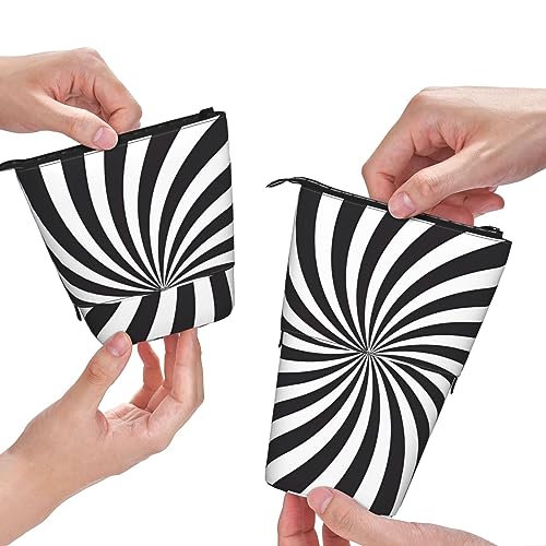 QQLADY Weiß Schwarz Swirl Design Stehendes Federmäppchen Stifthalter Pop up Bleistift Tasche Schreibwaren Tasche Schreibwaren Stifteetui Stifthalter Schreibwaren Organizer für Büro Damen Herren, von QQLADY