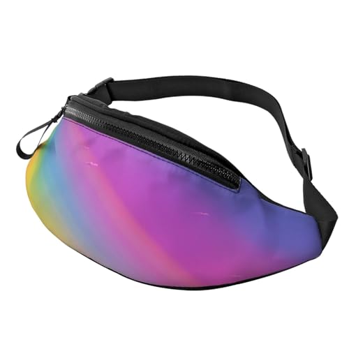 Rainbow Aesthetic Fanny Pack for Man Women Waist Bag Adjustable Belt Casual Chest Bag Bum Bags for Travel Sports Running Hiking Waist Packs, Schwarz , Einheitsgröße von QQLADY