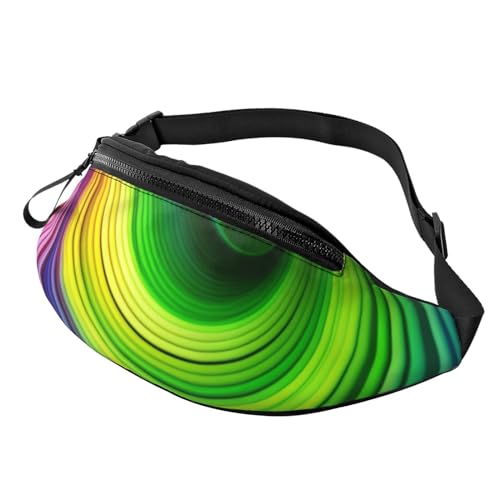 Rainbow Spiral Fanny Pack for Man Women Waist Bag Adjustable Belt Casual Chest Bag Bum Bags for Travel Sports Running Hiking Waist Packs, Schwarz , Einheitsgröße von QQLADY