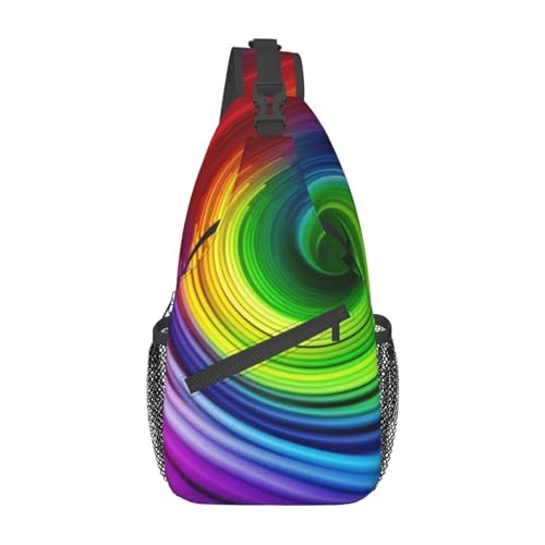 Rainbow Spiral Fanny Pack for Man Women Waist Bag Adjustable Belt Casual Chest Bag Bum Bags for Travel Sports Running Hiking Waist Packs, Schwarz , Einheitsgröße von QQLADY