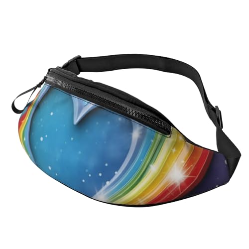 Rainbow Star Love Heart Fanny Pack for Man Women Waist Bag Adjustable Belt Casual Chest Bag Bum Bags for Travel Sports Running Hiking Waist Packs, Schwarz , Einheitsgröße von QQLADY