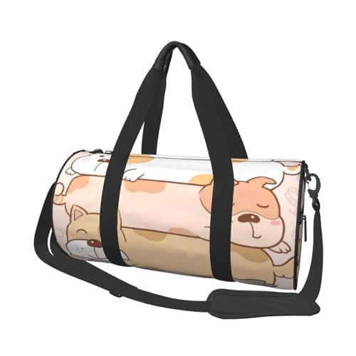 Reise-Duffle Bag Cartoon Hund Sport Sporttasche für Damen und Herren Schulter Sport Reise Duffle Weekender Workout Tasche für Übung, Yoga, Radfahren, Schwimmen, Camping, Schwarz , Einheitsgröße von QQLADY