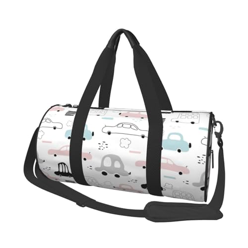 Reise-Duffle Bag Cartoons Cars Sport Turnbeutel für Damen und Herren Schulter Sport Reise Duffle Weekender Workout Tasche für Übung, Yoga, Radfahren, Schwimmen, Camping, Schwarz , Einheitsgröße von QQLADY