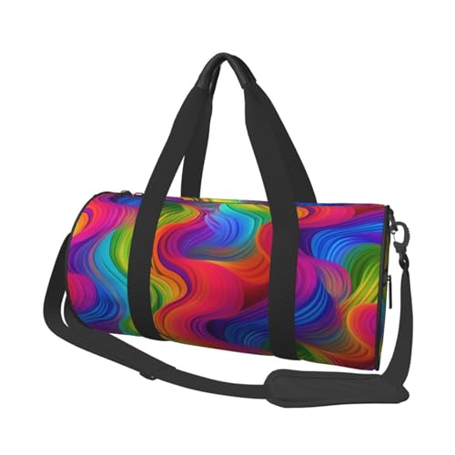 Reisetasche Regenbogen Sport Gym Bag für Damen und Herren Schulter Sport Reise Duffle Weekender Workout Tasche für Übung, Yoga, Radfahren, Schwimmen, Camping, Schwarz , Einheitsgröße von QQLADY