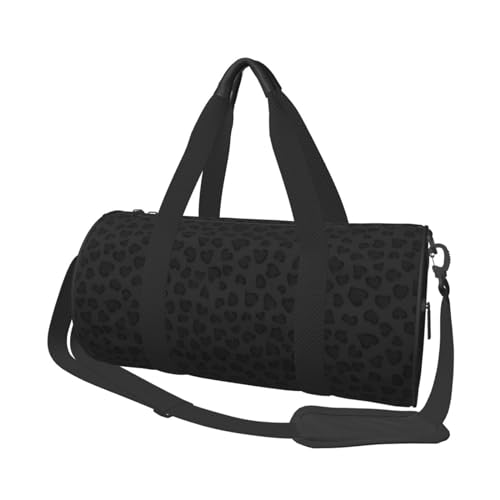 Reisetasche Schwarz Leopardenmuster Sport Turnbeutel für Damen und Herren Schulter Sport Reise Duffle Weekender Workout Tasche für Übung, Yoga, Radfahren, Schwimmen, Camping, Schwarz , Einheitsgröße von QQLADY