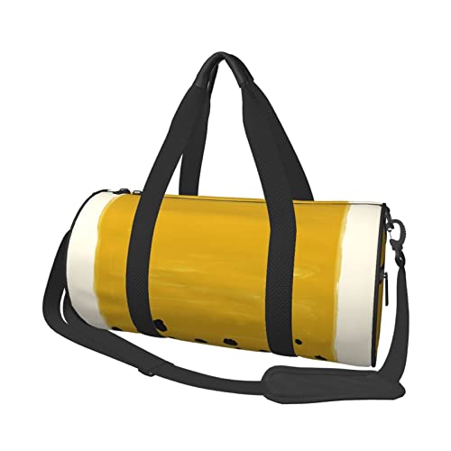 Reisetasche Senfgelb und Schwarz Sport Gym Bag für Damen und Herren Schulter Sport Reise Duffle Weekender Workout Tasche für Übung, Yoga, Radfahren, Schwimmen, Camping, Schwarz , Einheitsgröße von QQLADY