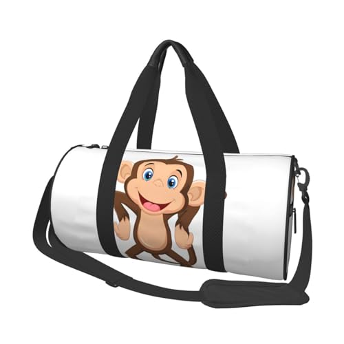 Reisetasche mit niedlichem Affen-Motiv, Sporttasche für Damen und Herren, Schulter-Sport, Reisen, Reisetasche, Weekender, Workout-Tasche für Training, Yoga, Radfahren, Schwimmen, Camping, Schwarz , von QQLADY