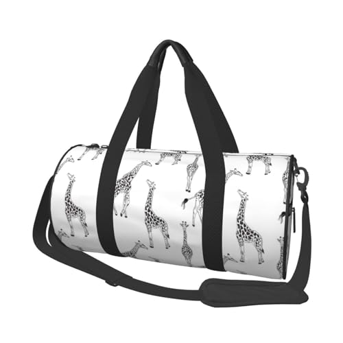 Reisetasche mit niedlichem Giraffen-Motiv, Sporttasche für Damen und Herren, Schulter-Sport, Reisen, Reisetasche, Weekender, Workout-Tasche für Training, Yoga, Radfahren, Schwimmen, Camping, Schwarz , von QQLADY