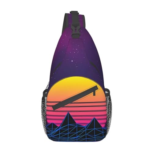 Retrowave Pictures Bauchtasche für Herren Damen Hüfttasche Verstellbarer Gürtel Lässige Brusttasche Bauchtaschen für Reisen Sport Laufen Wandern Hüfttaschen, Schwarz , Einheitsgröße von QQLADY