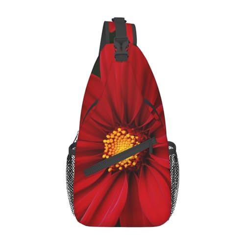 Rote Blume1 Bauchtasche für Herren und Damen, verstellbarer Gürtel, lässige Brusttasche, Bauchtaschen für Reisen, Sport, Laufen, Wandern, Hüfttaschen, Schwarz , Einheitsgröße von QQLADY