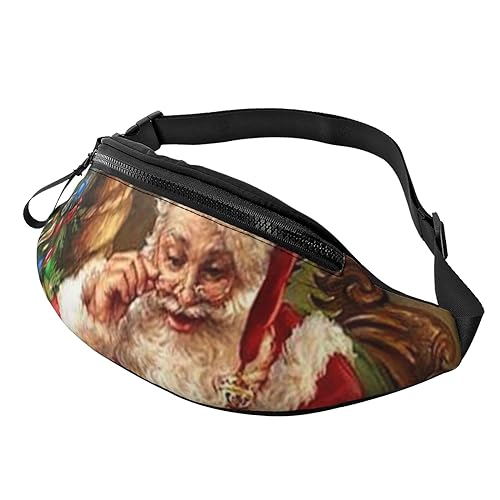 Santa Claus Fanny Pack for Man Women Waist Bag Adjustable Belt Casual Chest Bag Bum Bags for Travel Sports Running Hiking Waist Packs, Schwarz , Einheitsgröße von QQLADY