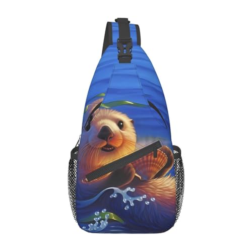 Sea Otters Painting Fanny Pack for Man Women Waist Bag Adjustable Belt Casual Chest Bag Bum Bags for Travel Sports Running Hiking Waist Packs, Schwarz , Einheitsgröße von QQLADY