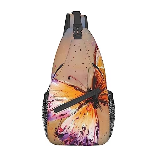 Stickerei Bunte Schmetterling Bauchtasche für Mann Frauen Hüfttasche Verstellbarer Gürtel Lässige Brusttasche Bauchtaschen für Reisen Sport Laufen Wandern Hüfttaschen, Schwarz , Einheitsgröße von QQLADY