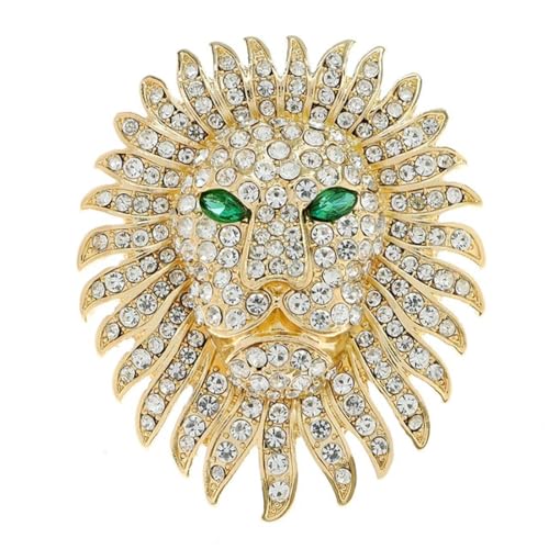 Strass Löwe Brosche Tier Pin Mantel Kleid Accessoires Unisex Damen und Herren Schmuck von QQLADY