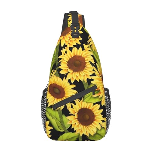 Sunflower Bauchtasche für Herren und Damen, verstellbarer Gürtel, lässige Brusttasche, Bauchtaschen für Reisen, Sport, Laufen, Wandern, Hüfttaschen, Schwarz , Einheitsgröße von QQLADY