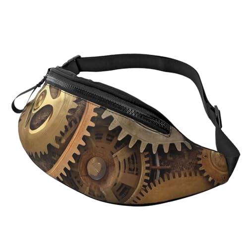 The Clocks Theme Gears Bauchtasche für Herren Damen Hüfttasche Verstellbarer Gürtel Lässige Brusttasche Bauchtaschen für Reisen Sport Laufen Wandern Hüfttaschen, Schwarz , Einheitsgröße von QQLADY