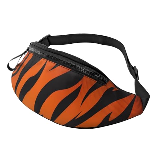 Tiger Stripe Fanny Pack for Man Women Waist Bag Adjustable Belt Casual Chest Bag Bum Bags for Travel Sports Running Hiking Waist Packs, Schwarz , Einheitsgröße von QQLADY