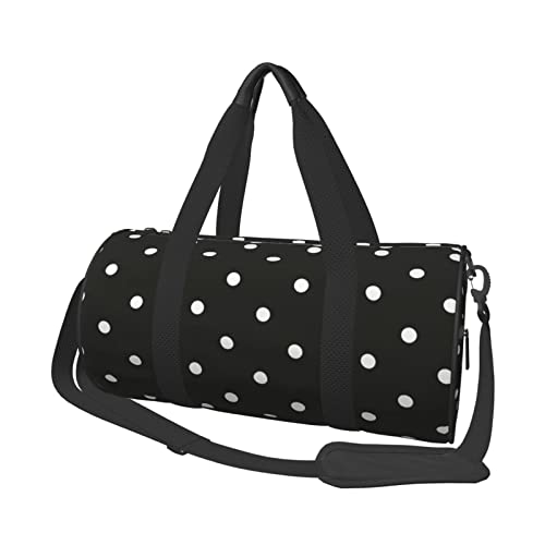 Travel Duffle Bag Dot Black & White Sports Gym Bag for Women and Men Shoulder Sports Travel Duffle Weekender Workout Bag for Exercise, Yoga, Cycling, Swiming, Camping, Schwarz , Einheitsgröße von QQLADY